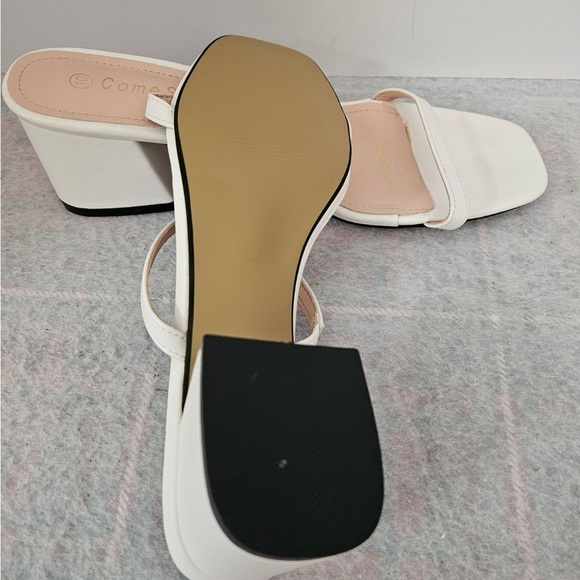 Comshun Low Block Heel Sandals White Women’s 10M - Picture 5 of 5